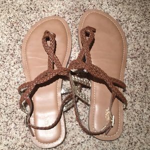 Brown braided sandals